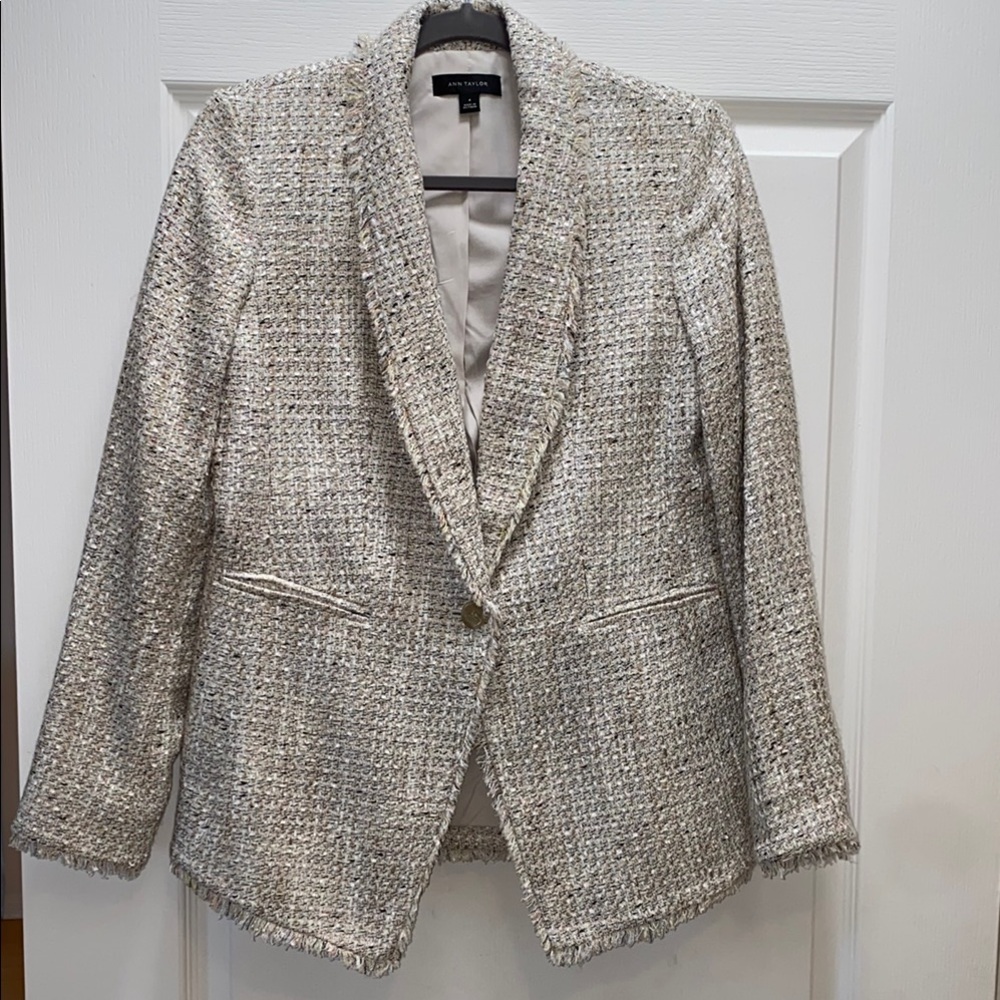 Ann Taylor Women's Cream Tweed Blazer